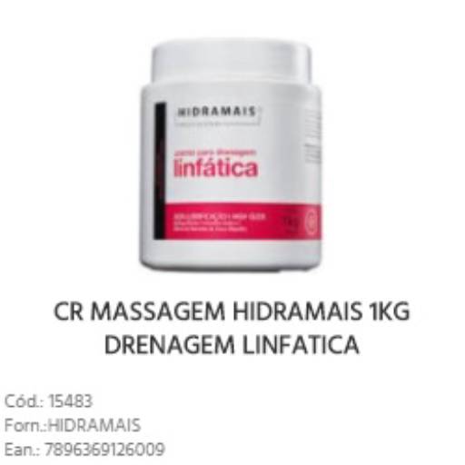 Creme para Drenagem Linfática Hidramais Profissional por Lucma Beleza