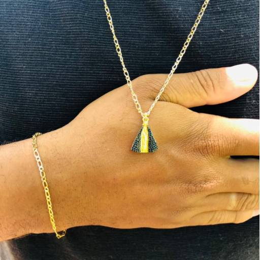 Corrente Diamantada com pingente "Nossa senhora Aparecida" por Ouro Preto Joias