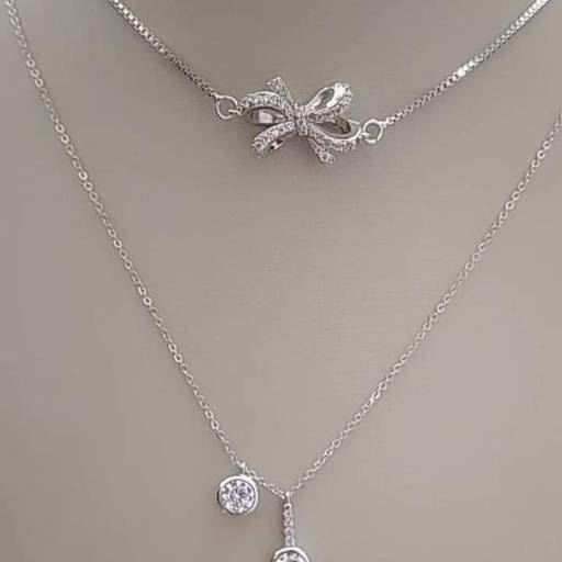 Choker e gargantilha delicadas mo rodhium branco com zircônias por Laís Faganello SemiJóias