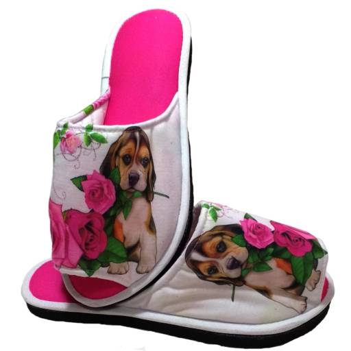 Chinelo De Quarto Feminino Beagle Sola De Borracha por Chinelize Personalizados