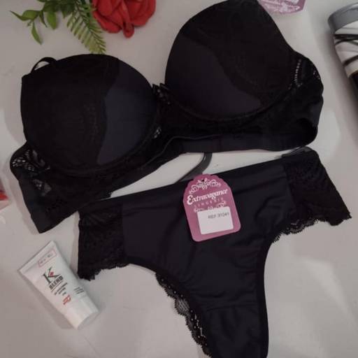 Conjunto Lingerie Preta Extravagance por Suzi Carneiro - Perfumaria, Moda, Lingerie e Variedades