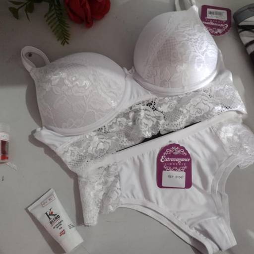 Conjunto Lingerie Extravagance Branca por Suzi Carneiro - Perfumaria, Moda, Lingerie e Variedades