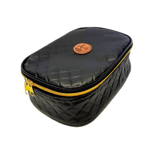 ESTOJO JUMBO MATELASSE PRETO ZÍPER DOURADO + 24 LÁPIS DE COR