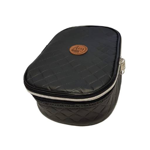 ESTOJO JUMBO MATELASSE PRETO ZÍPER PRATA + 24 LÁPIS DE COR