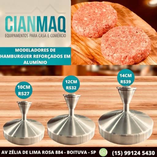 Modeladores de Hambúrguer Reforçado em Alumínio por Cianmaq