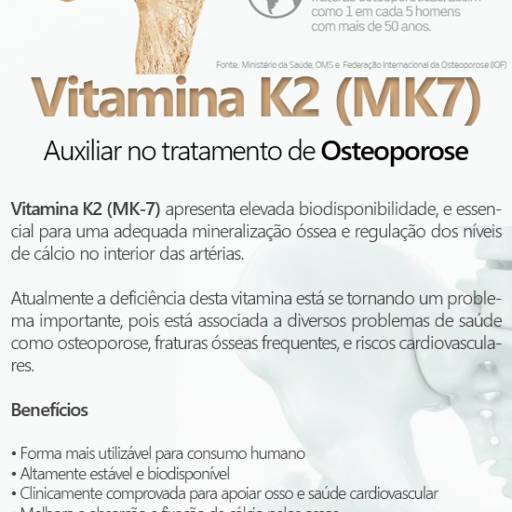 Vitamina K2 MK7 60 mcg 30 cápsulas em Atibaia, SP por Farmalu - Farmácia de Manipulação