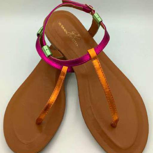 Rasteirinha Cristal Açafran/ Pink / Lemon por Geovana Freitas Calçados