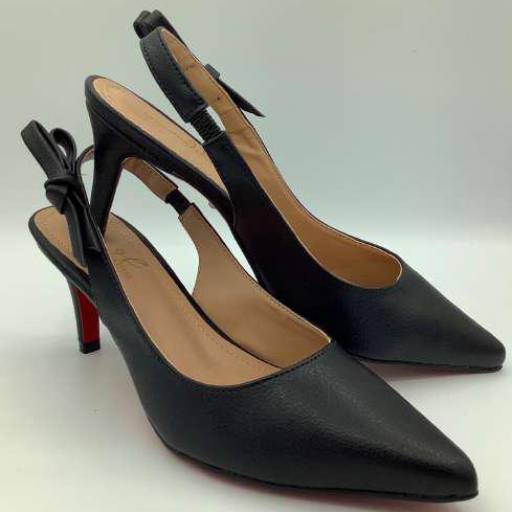 Scarpin Preto Napa Floater com Laço 6cm por Geovana Freitas Calçados