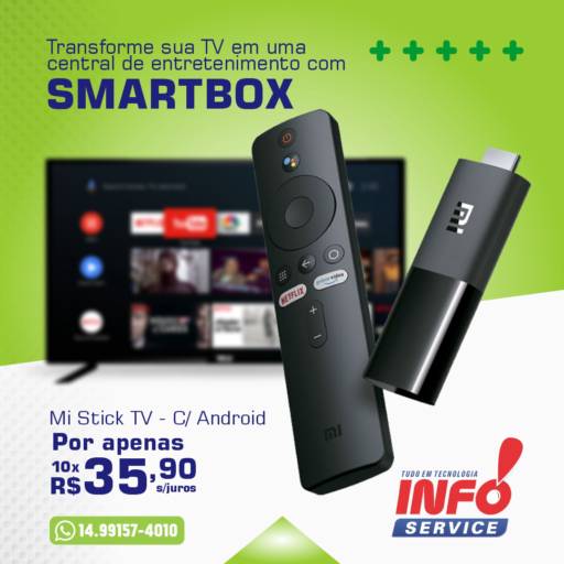 Comprar o produto de Mi Stick TV - C/ Android em Equipamentos e Acessórios de Informática - Eletrônicos pela empresa Info Service em São Manuel, SP por Solutudo