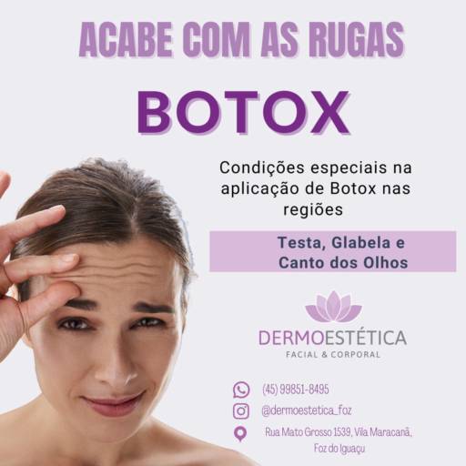 Comprar a oferta de Botox - Condições Especiais  em Estética Facial pela empresa Dermoestética Facial e Corporal em Foz do Iguaçu, PR por Solutudo