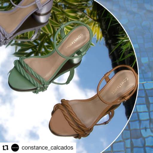 Comprar o produto de Sandália Verde Clara Tira Torcida em Sandálias pela empresa Constance - Calçados em Bauru em Bauru, SP por Solutudo