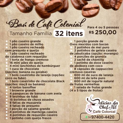 Conheça o Tradicional Café Colonial - Tamanho Família em Bauru por Delícias da Chef Nil Café Colonial