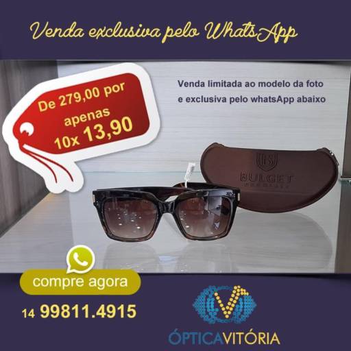 Comprar o produto de Óculos de Sol Barato em Avaré em Óculos de Sol pela empresa Óptica Vitória Avaré em Avaré, SP por Solutudo
