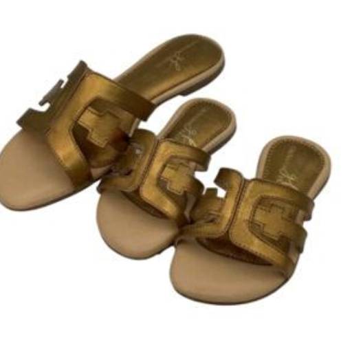 Rasteirinha Couro Metalizado Bronze 