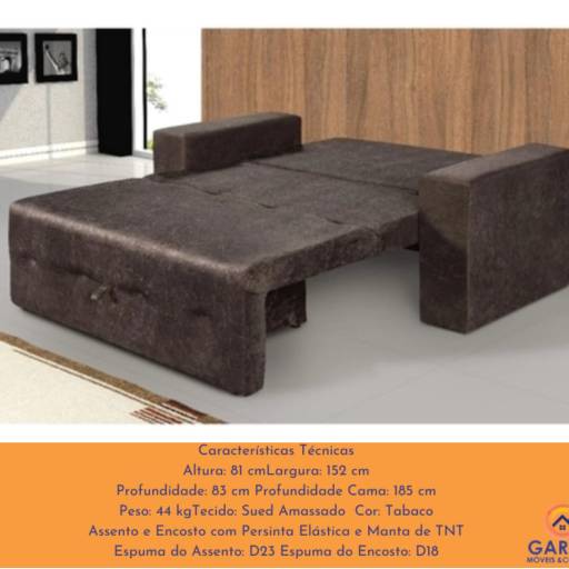 Sofá cama Sued Tabaco por Garcia Colchões E Móveis Ltda Me