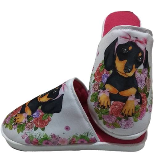 Pantufa Dachshund Basset Cachorro Salsicha Cod 04 por Chinelize Personalizados
