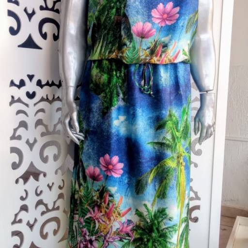 Vestido Estampa Floral Longo por Divina Plus Size - Outlet 