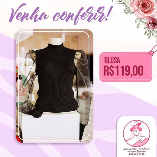 Comprar o produto de Blusa preta manga Princesa em Bauru em Blusas pela empresa Meninas Modas e Acessórios  em Bauru, SP por Solutudo