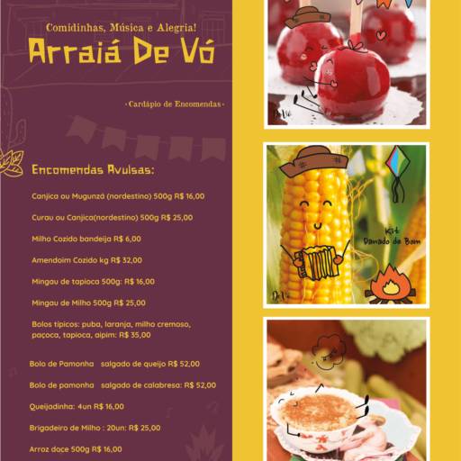 Comprar o produto de Arraiá de Vó - Cardápio de Encomendas  em Restaurantes Brasileiros pela empresa De Vó em Jundiaí, SP por Solutudo
