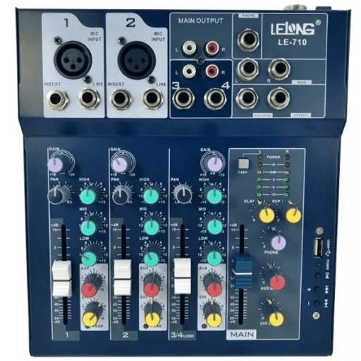 Mesa De Som Digital 4 Canais Le-710 Bluetooth Usb Mixer Mp3