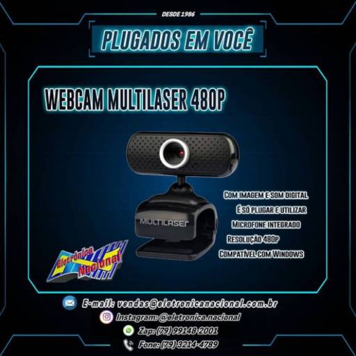 Comprar o produto de Webcam Multilaser 480P em Câmeras pela empresa Eletrônica Nacional em Aracaju, SE por Solutudo