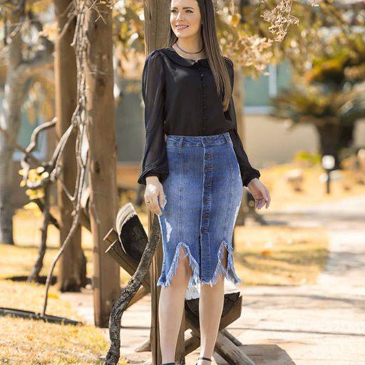 Camisa Preta Laura Rosa Moda Evangélica por Lú Modas - Moda Evangélica