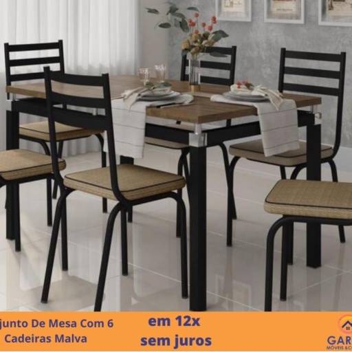 Conjunto de Mesa com 6 Cadeiras Malva por Garcia Colchões E Móveis Ltda Me Conjunto de Mesa com 6 Cadeiras Malva por Garcia Colchões E Móveis Ltda Me