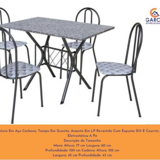 Conjunto de Mesa com 4 Cadeiras Branca por Garcia Colchões E Móveis Ltda Me Conjunto de Mesa com 4 Cadeiras Branca por Garcia Colchões E Móveis Ltda Me