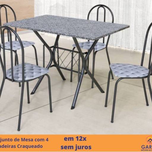 Conjunto de Mesa com 4 Cadeiras Craqueado por Garcia Colchões E Móveis Ltda Me Conjunto de Mesa com 4 Cadeiras Craqueado por Garcia Colchões E Móveis Ltda Me