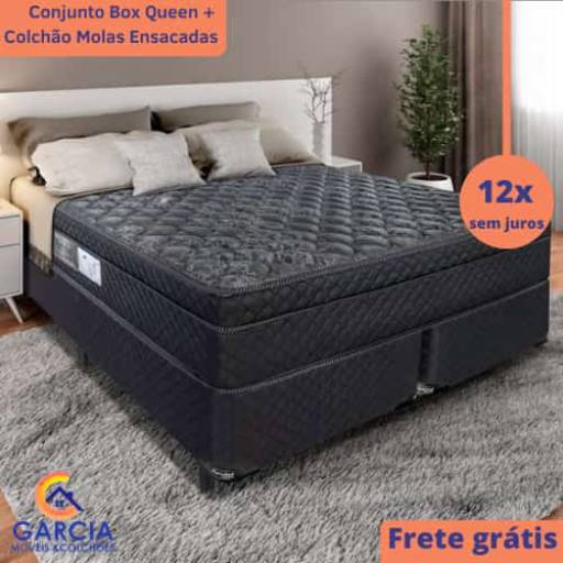 Conjunto Box Queen + Colchão Molas Ensacadas