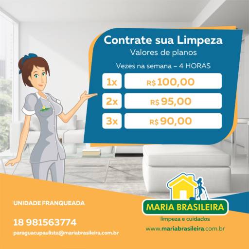 Limpeza 4h  por Maria Brasileira - Paraguaçu Paulista 