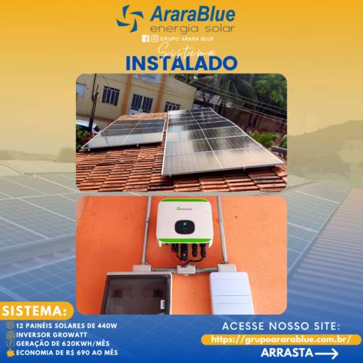 Instalação de Painéis Solares - Sistema Instalado por Arara Blue - Energia Solar (Ourilândia do Norte)