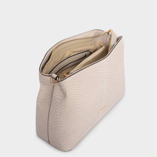 Bolsa Satchel Off White Textura Cobra Alça Personalizada por Constance - Calçados em Bauru