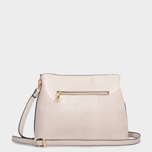 Bolsa Satchel Off White Textura Cobra Alça Personalizada por Constance - Calçados em Bauru