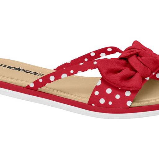 Rasteira Flat Moleca Laço Vermelho