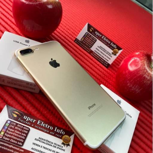 iPhone 7 Plus Dourado Semi-Novo de 256GB em Bauru  por Super Eletro Info - Apple em Bauru 