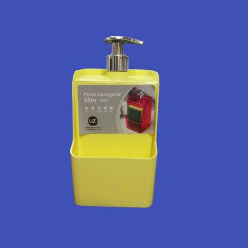 Porta detergente amarelo 500ml c/suporte de esponja  em Jundiaí, SP por Sempre Limp - Produtos de limpeza, Higiene e Descartáveis