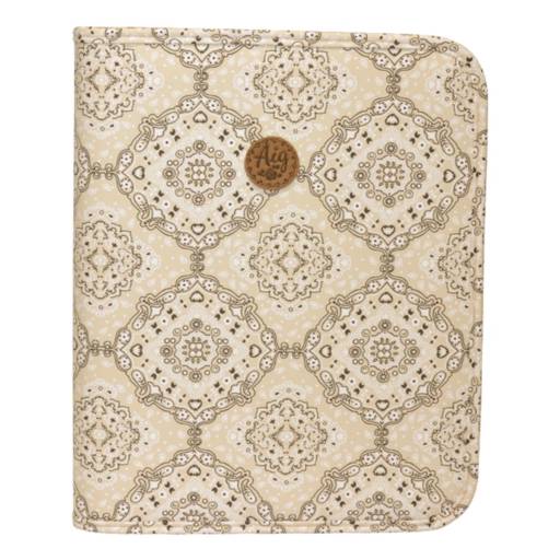FICHÁRIO CADERNO ARGOLADO PEQUENO 1/4 A5 FEMININO MANDALA BEGE
