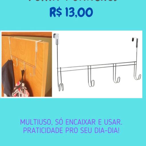 Cabide multiuso para porta 4 ganchos