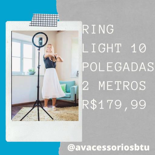 Ring Lght 10 polegadas, 2 metros - R$179,99 por AV Acessórios - Celulares e Presentes
