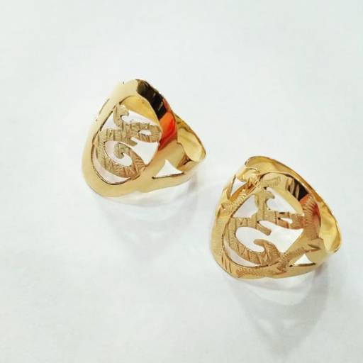 Anel de Letra Tradicional Ouro 18k Com 2 Gr  por Alianças Rara