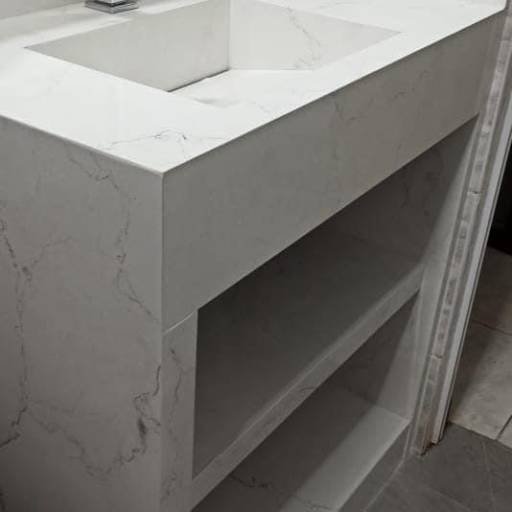 Pia esculpida em Porcelanato modelo armário