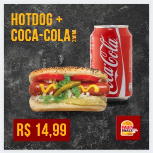 Comprar o produto de Hot Dog + Coca Cola 350Ml em Lanches pela empresa Fast Snack - Lanches Rápidos com Qualidade em Sumaré, SP por Solutudo