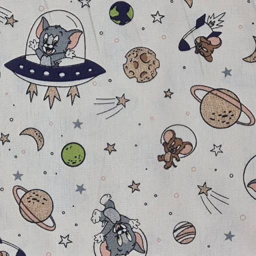 Tricoline 100% algodão Tom e Jerry por Londrimais 