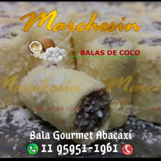 Bala de Coco sabor Abacaxi Gourmet com Brigadeiro Chocolate por Balas de Coco Signora Marchesin
