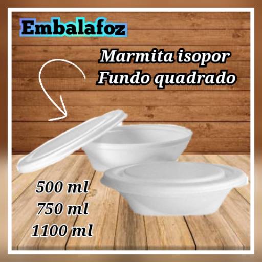 Marmita Isopor Fundo Quadrado por EmbalaFoz Tudo em Embalagens