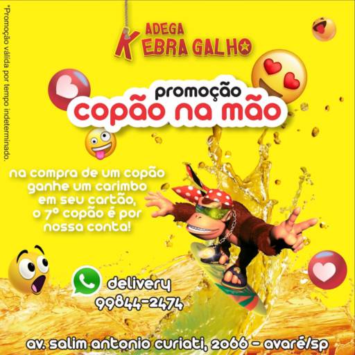 Promoção Copo na Mão Adega Kebra Galho bebida Delivery em Avaré  por Adega Kebra Galho Bebida Delivery em Avaré