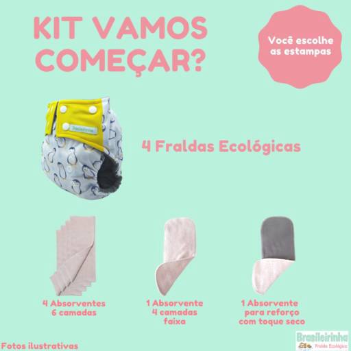 Kit Vamos Começar? por Brasileirinha Fraldas Ecológica