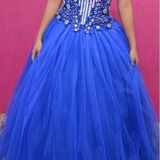 Vestido de Debutante Azul Escuro Longo por Aguiar Noivas, Festas e Ternos