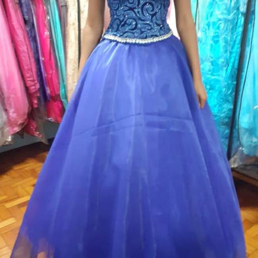 Vestido de Debutante Azul com e Sem Manga por Aguiar Noivas, Festas e Ternos